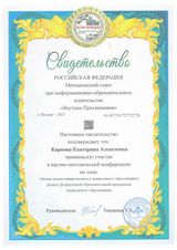 Свидетельство об участии в конференции